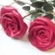 3rd Anniversary Gift-Red  Leather Rose- leather  flower - Long Stem Flower