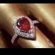 Sterling Silver 925 stamped.Genuine Garnet ring.man made diamond.Art deco ring.Handmade ring.Engagement.Statement Ring.Wedding R-401