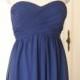 Navy Blue Sweetheart Short/Floor-length Bridesmaid Dress Navy Chiffon Strapless Dress-Custom Dress