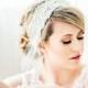 Ivory Pearl and Vintage Lace and Tulle Bridal Headpiece Headband