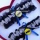 New Handmade Batman Wedding Garters Silver Blue Black Yellow Garter Prom Homecoming Dance Superhero Wedding Garter Set