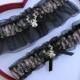 Wedding Garters Mossy Oak Black Camouflage Camo Set Keepsake Toss Plus Size Wedding Garters Hunting Prom Gun