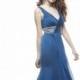 Mediterranean Floor length V neck gown by Janique - Color Your Classy Wardrobe
