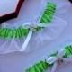 New Wedding Garter Apple Green White Wedding Garter Prom Four Leaf Clover Shamrock