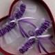 NEW Purple White Wedding Garter SELECT Single,Set,Reg,Plus Size, Variety of Charms Getthegoodstuff