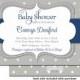 Navy Blue and Grey Baby Shower Invitation Boy Polka Dots Printable 
