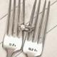Mrs. and Mr. Wedding Forks - Hand Stamped Silverware Personalized Name Date - Vintage - Dinner Cake Forks - His and Hers - Bride Groom