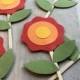 Red Flower Cupcake Toppers