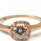 Engagement Ring Halo Ring - 14K Rose Gold and Diamond engagement ring,Halo Ring, engagement ring, wedding band, crown ring, edwardian,
