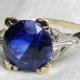Sapphire Ring Art Deco Ring Sapphire Engagement Ring 14K Diamond 2.5 Ct Sapphire Ring 14K Gold Ring Sapphire Diamond Ring