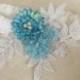 Wedding Garter Blue white floral garter, Bridal Garter - Something Blue, Keepsake Garter- Toss Garter- Lace Garter- Garter- Wedding Garter