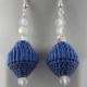 Orecchini pendenti con perle di carta, earrings with paper beads, blu cobalto, gioielli creativi, idea regalo, handmade, made in Italy