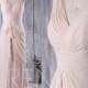 2016 Light Wheat Bridesmaid Dress, V Neck Wedding Dress, Draped Chiffon Prom Dress, Women Formal Dress, Evening Gown Floor Length (J038)