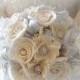 Ready to Ship ~ FREE Priority Mail Shipping! ~~~ Elegant Medium Ivory Sola Flower Bridal Bouquet with Silver Ribbon & Rhinestones.