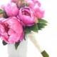 Hot Pink Peony Bouquet, Peony Wedding Bouquet, Hot Pink Peonies, Pink Peonies, Silk Peonies, Pink, Bright Pink