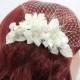 Ivory Bridal Hair Comb - Flowers Pearls Rhinestones - Bridal Fascinator Wedding Hair Flower Comb Pin Piece Clip Pins