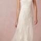Beautiful A-Line/Princess V-neck Sweep/Brush Train Lace Wedding Dress