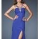 Fashion Cheapest 2014 Chiffon Beaded Halter Straps Bodice Royal Blue Side Slit Prom/evening/pageant Dress Gigi Designs 18956 - Cheap Discount Evening Gowns