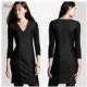 Contrast color stitching step dress v neck long cropped sleeves dress - Bonny YZOZO Boutique Store
