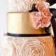 Three Tier Pink And Gold Wedding Cake