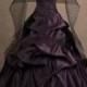 H1242 Gothic eggplant color with black ball gown wedding dress