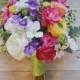Spring Wedding Bouquet - Colorful Wedding Bouquet, Bright Bouquet, Silk Wedding Bouquet, Wildflower Wedding Bouquet