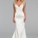 Charming Satin V-neck Neckline Natural Waistline Mermaid Wedding Dress - overpinks.com