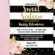 SWEET SIXTEEN INVITATION Black & White Stripe Birthday Pink Peonies Gold Glitter Confetti Printable Invite Rose Free Shipping or DiY- Krissy