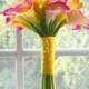 Real Touch Calla Lily Bouquet - Orange and Fuchsia Pink - 2 dozen Calla Lilies