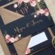 Navy Floral Bloom Wedding Invitation with matching RSVP - Sample