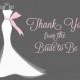 Bridal Shower Thank You Cards, Wedding Dress, Pink, Gray, White, Gown, Set of 24 Printed Cards, FREE Shipping, ELGPK, Elegant Gown Pink