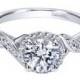 14K White Gold .90cttw Twisted Vintage Style Halo Round Diamond Engagement Ring