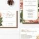 Vintage Botanical Wedding Invitations, 5x7, Wedding invitations, the "Kara"