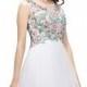 Simple Scoop A-line Short Sleeveless Embroidered Homecoming Party Dress