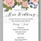 Rose wedding invitation card printable template in watercolor style - Unique vector illustrations, christmas cards, wedding invitations, images and photos by Ivan Negin