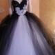 Russian Goddess Black & White Tulle Crystal Sequin Lace Vintage Victorian Inspired Bridal Wedding Ball Gown