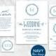 Navy Blue Wedding Invitation Template, Wedding Invitation Printable, Simple and Modern DIY Wedding Invites, Editable Text, VW07