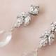 Delicate Rhinestone And Rose Quartz Wedding, Bridal, Bridesmaid Earrings