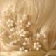 Leaf Hair Pin, Freshwater Pearl Hair Pin, Pearl Hair Piece, Bridal Hair Pin, Wedding Hair Pin Set of 3, Gold Hair Pin, Gold Hair Accessories