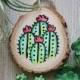 Handpainted Cactus Artwork on Mini Wood Slice 