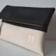 Black and cream foldover clutch, Pesonalized bridesmaid gift, Wedding Accessories