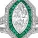Art Deco-Style Diamond And Emerald Ring