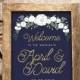 Navy and Gold Welcome Sign - Navy and Gold Wedding Sign - Wedding Reception Signage - Navy and Gold theme Reception Sign