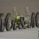 Rustic Wedding Decor- Mr and Mrs Wedding Signs, Mr & Mrs Wood Wedding Decoration, Navy Blue Wedding Decor