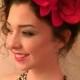 Hawaiian Red Two Orchids hair flower clip - Weddings -