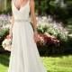 V Neckline Open Back Wedding Dress Crystal Beaded White Chiffon Wedding Dress