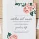 DIY Wedding Invitation Template - Colorful Floral - Word or Pages MAC or PC - Change the colors & text -
