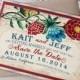 Vintage Garden Wedding Save the Date Magnet  Watercolor Floral Cheerful Red Blue Rustic