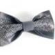 Silver wedding silver bow tie metallic bow tie silver gray wedding gray satin tie sparkly bow tie party bow tie pre tied bow tie EMBROIDERED