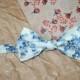 Ivory bow tie Blue bow tie Floral bow tie Men's bow tie Wedding bow tie Groom's bow tie Ringbearer bow tie Groomsmen bow ties Self tie hjyoi